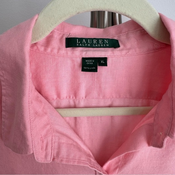 NEW Ralph Lauren Green Label Pink 100% Linen Button-Up Shirt Size XL - Picture 3 of 6